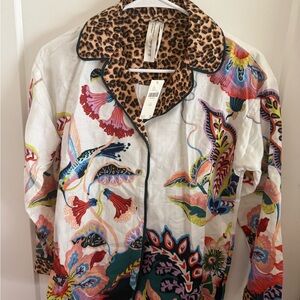 BY ANTHROPOLOGIE Sarah Gordon floral flannel button down pajama top